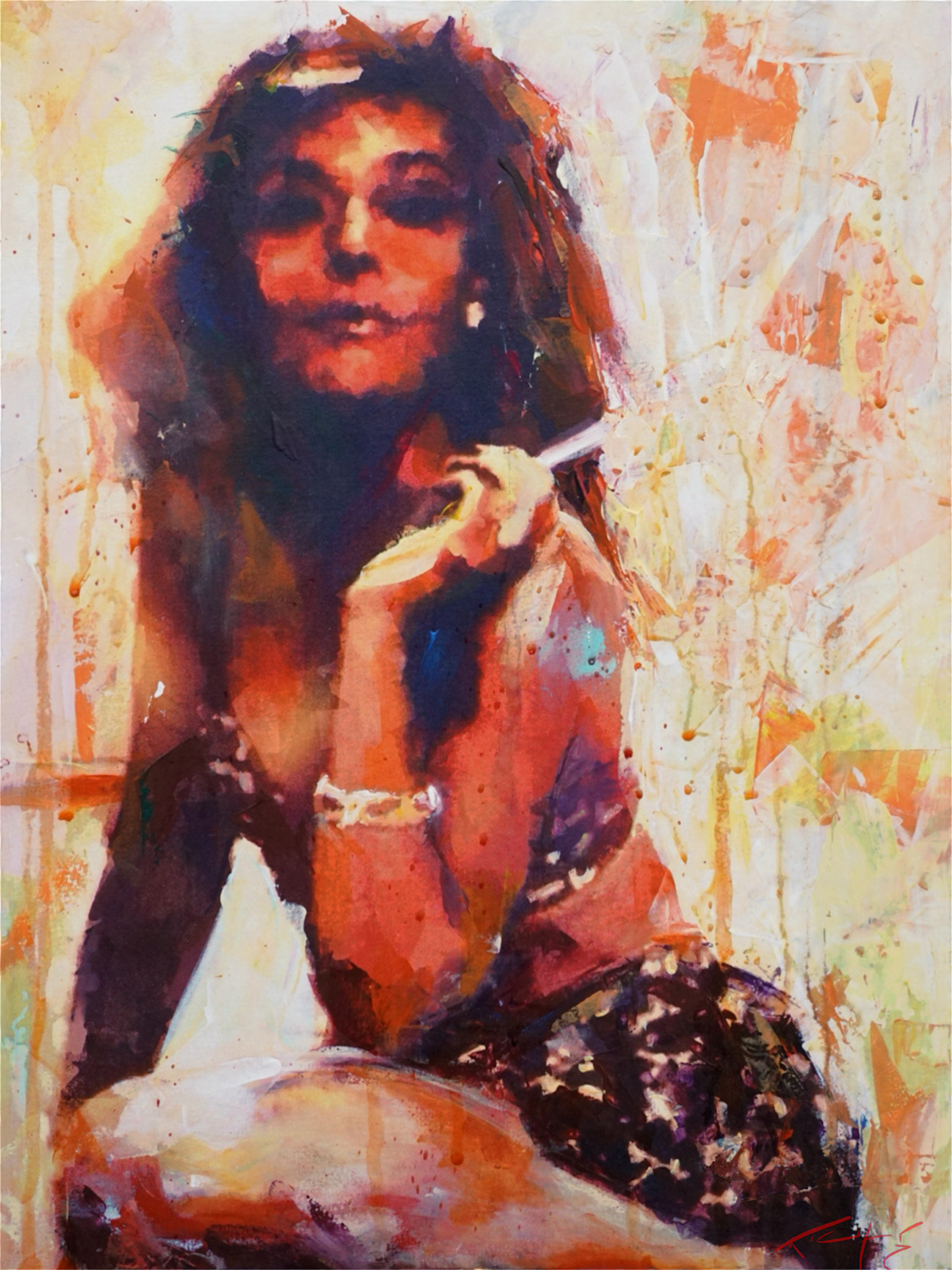 Vintage-style poster portrait of Anne Bancroft as Mrs. Robinson in The Graduate