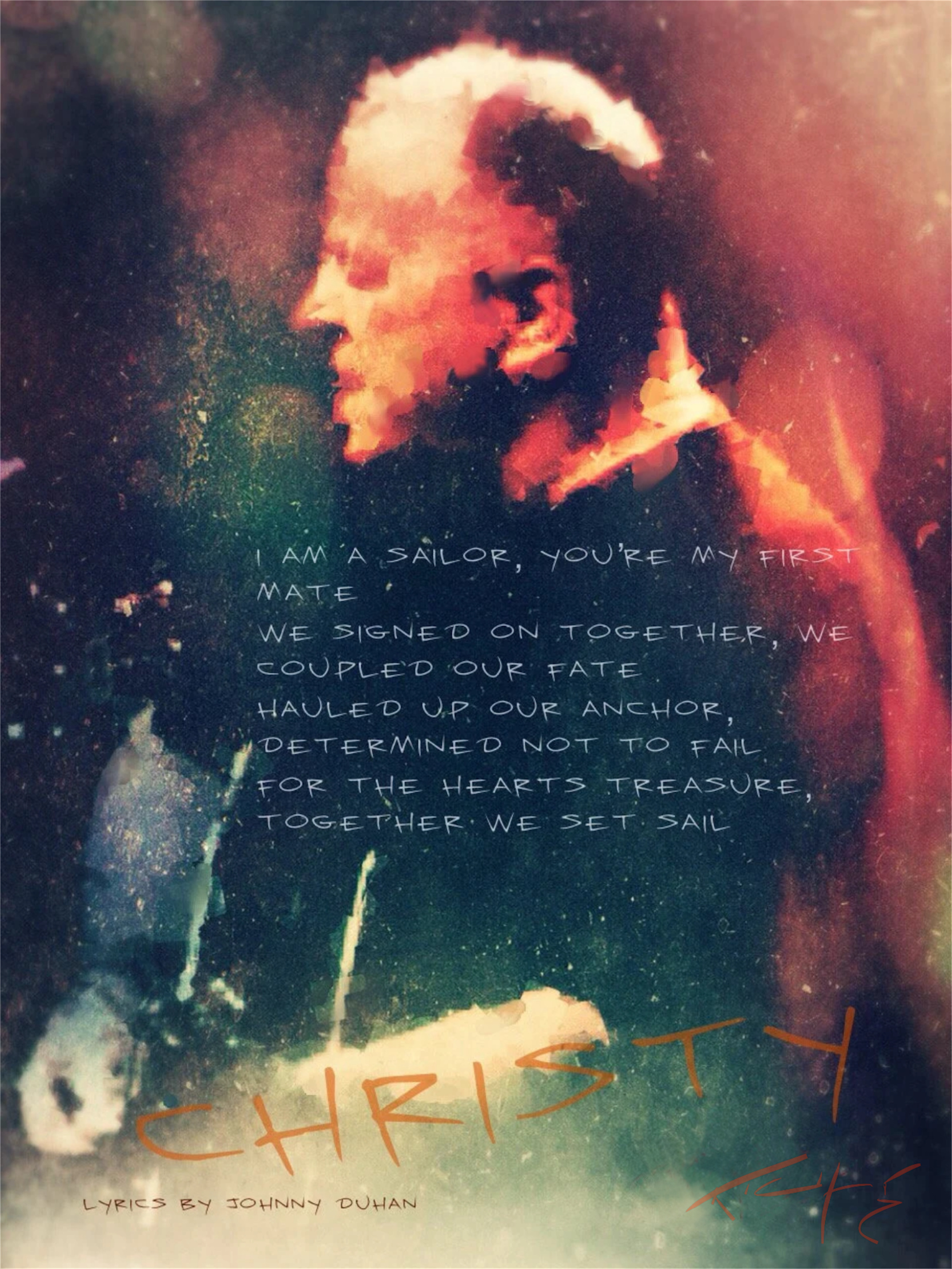 Christy Moore poster featuring lyrics from The Voyage song